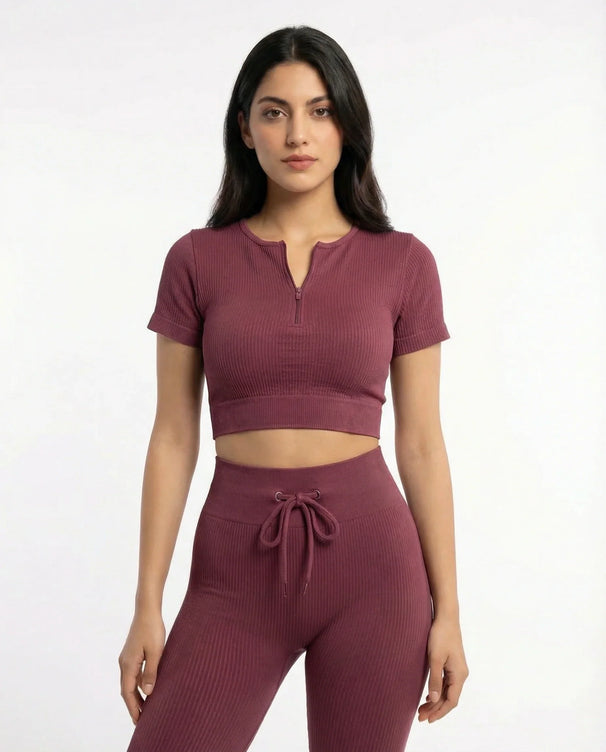 Sajiero Activewear Set - Zen Fit - Burgundy