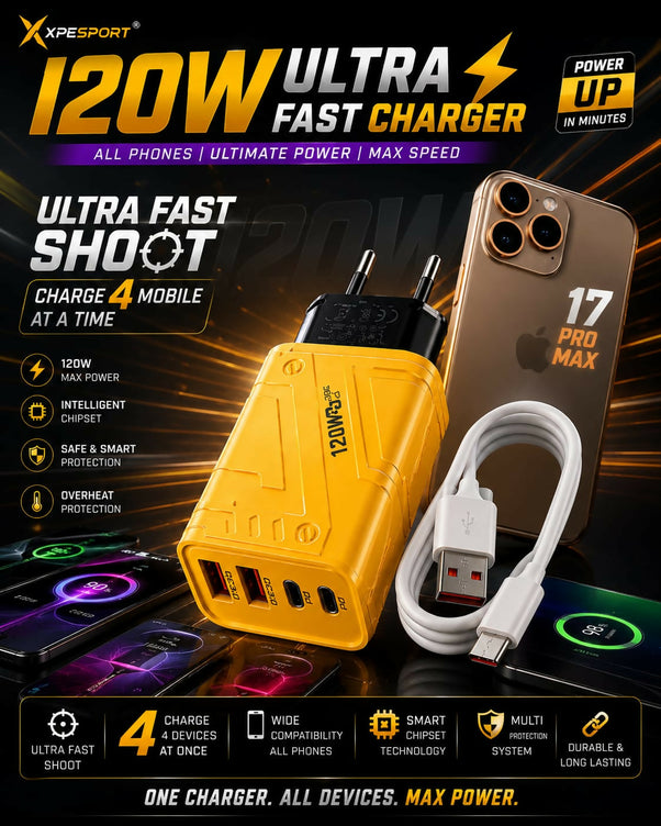 XPESPORT 120W GaN Fast Charger with Type-C Cable