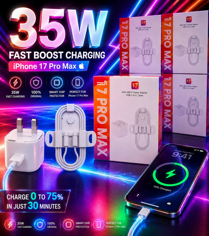 Fast Charger 17 PRO MAX 3 PIN 35W Dual USB-C