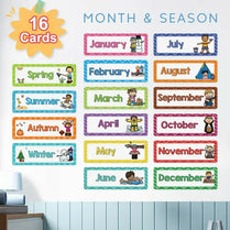 Monthly Headliners for 12 Months and weather Print Painting, Room Decor 16pcs Educational Paper Material Classroom Decor Teacher Teaching Aids School Supplies for Kindergarten