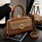 Chic Rhinestone Flap Medium Frame Handbag for Women & Girls - PU Leather Shoulder Bag with Top Clasp