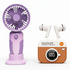 Mini Handheld Fan + X73 TWS Wireless Earbuds Bundle | Portable Cooling Fan & Bluetooth Earbuds Combo