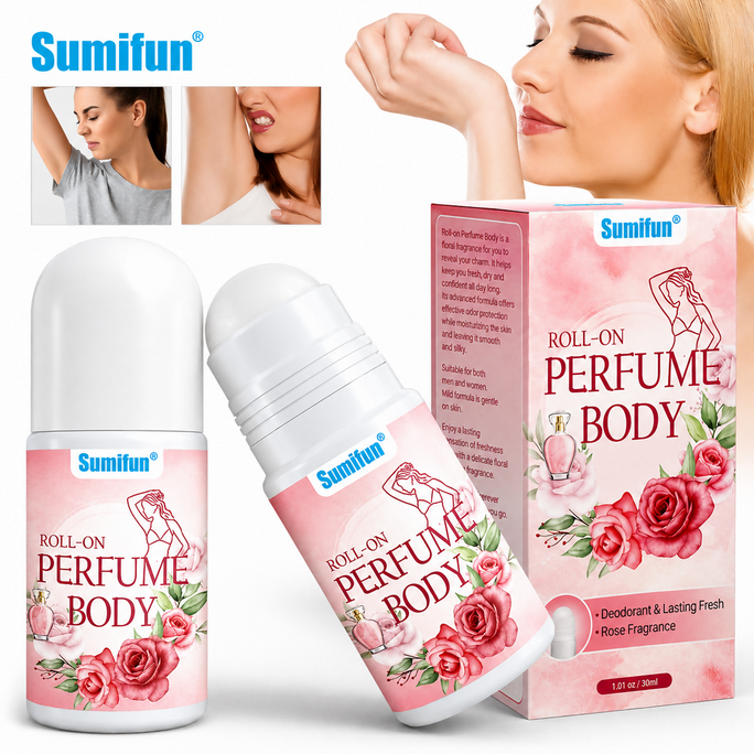 Sumifun Roll-On Perfume Body 30ml | Rose Fragrance Roll-On Deodorant for Underarms | Long Lasting Freshness for Women