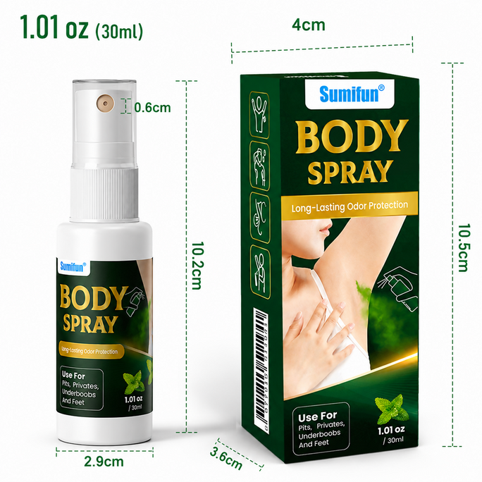 Sumifun Body Odor Spray 30ml | Long Lasting Freshness Spray for Underarms, Feet & Body | Daily Personal Care Spray for Men & Women