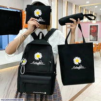 5-Piece Black Daisy Backpack & Bag Set