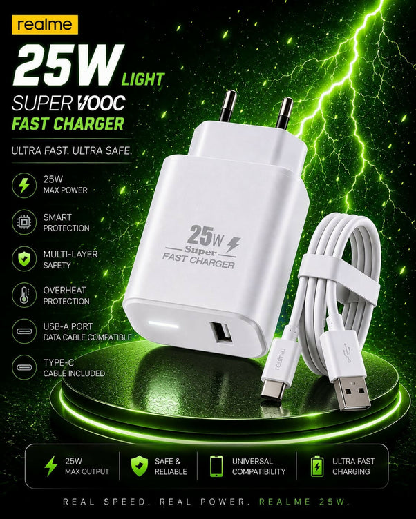 Realme 25W SuperVOOC Fast Charger with Type-C Cable