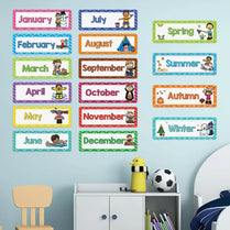 Monthly Headliners for 12 Months and weather Print Painting, Room Decor 16pcs Educational Paper Material Classroom Decor Teacher Teaching Aids School Supplies for Kindergarten