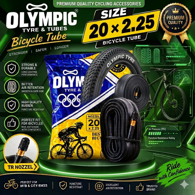 Olympic Heavy Duty Bicycle Tube (Size 20x2.25) - TR Nozzle Premium Quality