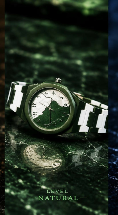 Original GREEN WHITE Arabic Aura Waterproof Wrist Watch: Trending Matte Finish Luxury Timepiece for Men & Boys special Premium Arabic Aura Watch 2026 watch: Luxury Minimalist Design with Butterfly Clasp & Fiber Chain for Men