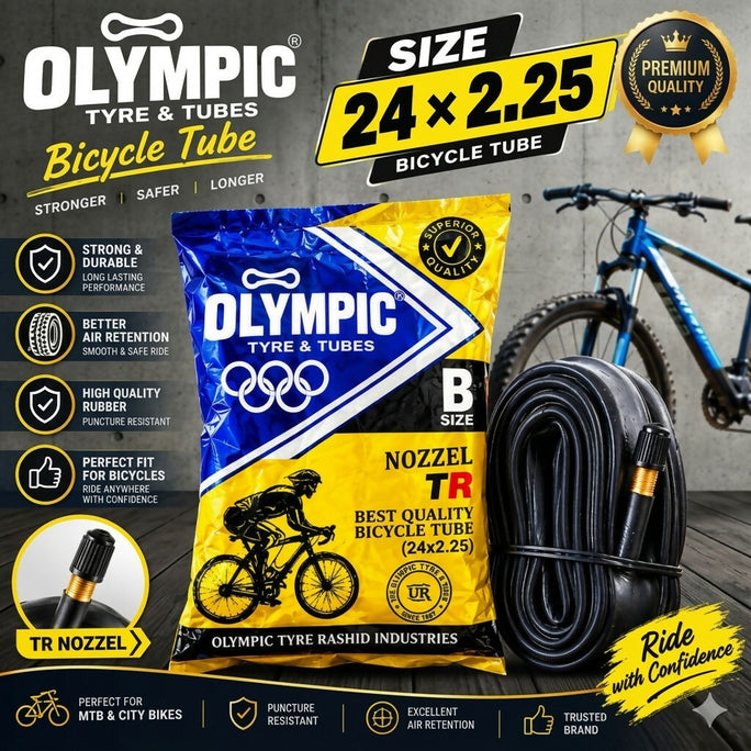 Size 24 Olympic Heavy Duty Bicycle Tube (Size 24x2.25) - TR Nozzle Premium Quality
