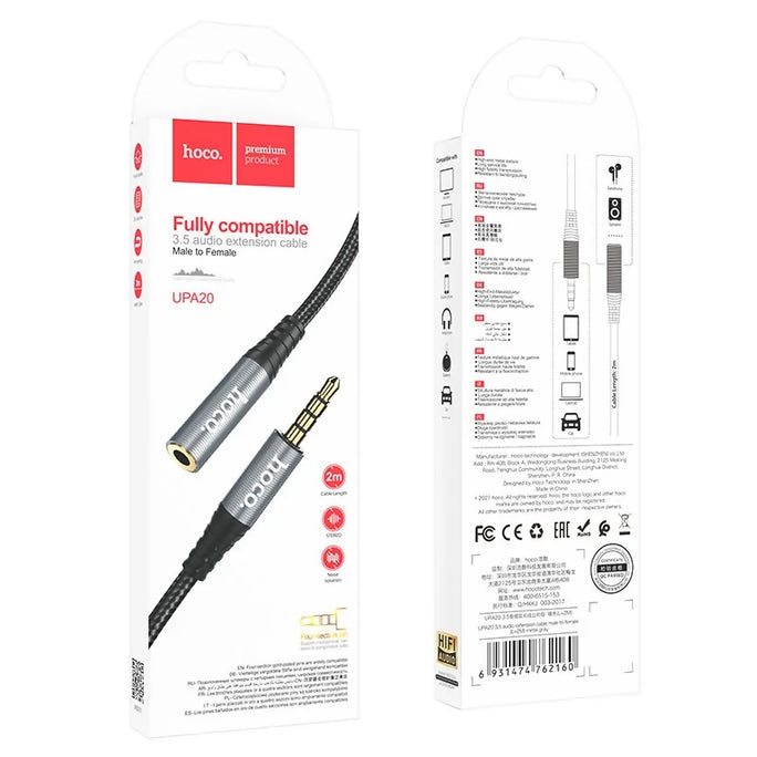 HOCO UPA20 3.5mm Male to Female Audio Extension Cable 2M