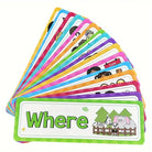 Educational Flashcards 16-Pcs English Grammar Question Words Paper Material Classroom Decor Teacher Teaching Aids School Supplies for Kindergarten