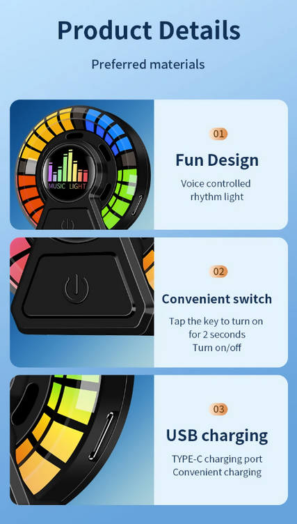 Car AC Vent Air Freshener Aromatherapy RGB Sound Rhythm LED Rechargeable Light Aroma Therapy For Desktop Gaming and Car Dashboard Accessories