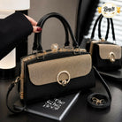 Chic Rhinestone Flap Medium Frame Handbag for Women & Girls - PU Leather Shoulder Bag with Top Clasp