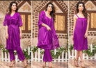 3 Pcs Silk Nighty For Women (Gown , Inner ,Trouser) / Night Suit For Girls