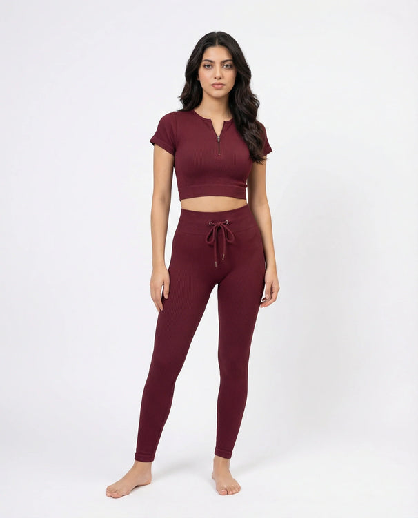 Sajiero Activewear Set - Zen Fit - Maroon
