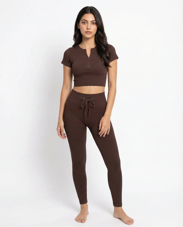 Sajiero Activewear Set - Zen Fit - Brown