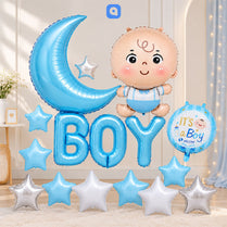 Blue Baby Shower Foil Balloon Decoration Set