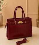 Embossed Croco Top Handle Handbag for Women - Premium Textured Shoulder & Crossbody Bag