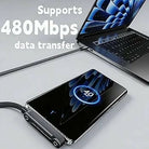 ORIGINAL USA 2-in-1 USB-C to USB-C Fast Charging Cable 240W with Built-in Foldable Mobile Phone Stand | 1.5M Heavy Duty Nylon Braided Data Cord | 90 Degree Angled Gaming Cable Holder for iPhone 15/16/17, Samsung, Huawei, Xiaomi