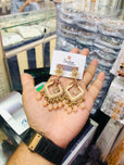 Pair of Elegant Geometric Kundan Square Drop Earrings