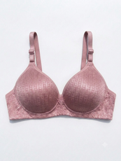 Bra for Women & Girls | Ladies Soft Textured Velvet Padded Wireless Bra | Floral Lace Full Coverage Comfortable Everyday Fancy Bra | Wide Strap Women's Innerwear Undergarments