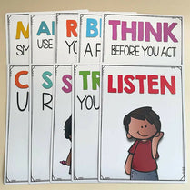 10-Piece Classroom Rules Educational Posters (A4)
