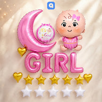 Pink Baby Shower Foil Balloon Decoration Set