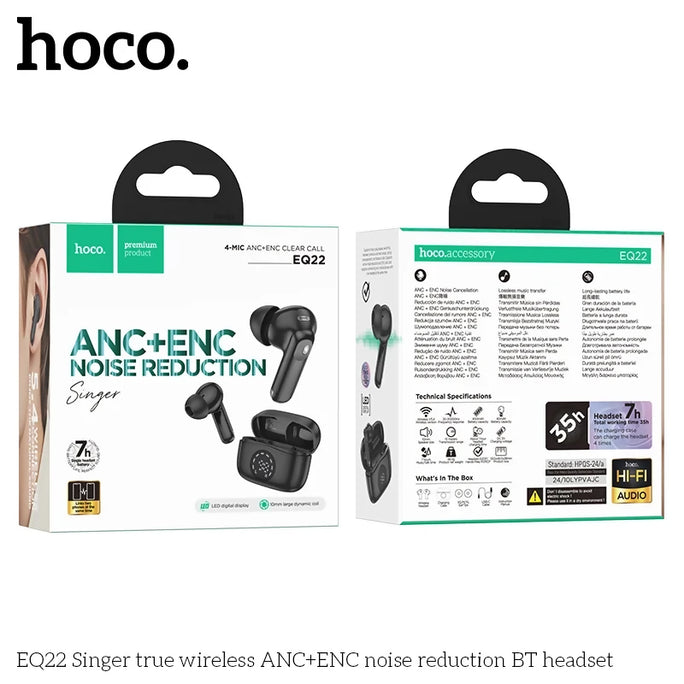 HOCO EQ22 Singer ANC ENC TWS Wireless Earbuds BT 5.4