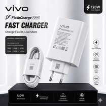 Original Vivo 120W Flash Charger Type-C Cable | Premium Super Fast Charging Adapter for Vivo V23 V20 V21 Y73 Z1x | Genuine Dual Engine QC 4.0 Fast Charge