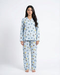 Sajiero Summer Crinkled Pajama Suit - Blue Bear