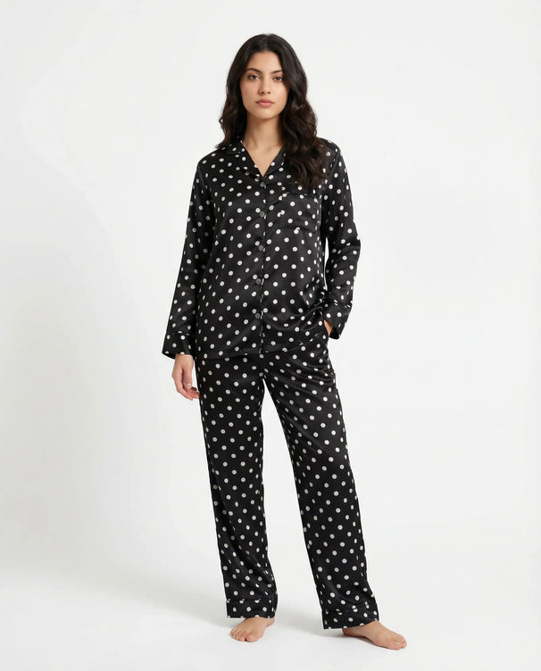 Sajiero Silk Pajama Suit - Luna Dots