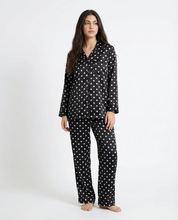 Sajiero Silk Pajama Suit - Luna Dots