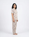 Sajiero Linen PJ Set - Floral Beige