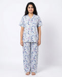 Sajiero Linen PJ Set - Floral Grey