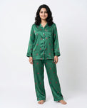 Sajiero Silk PJ Set- Cherry Green