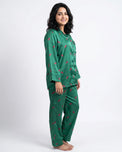 Sajiero Silk PJ Set- Cherry Green