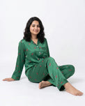 Sajiero Silk PJ Set- Cherry Green