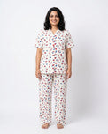 Sajiero Summer Crinkled Pajama Suit - Kitty Charm