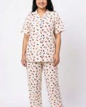 Sajiero Summer Crinkled Pajama Suit - Kitty Charm