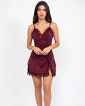 Sajiero Babydoll Lingerie  - Ravelle - Maroon