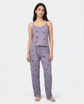 Sajiero Cotton Sleeveless PJ Set - Cherry Bliss - Purple