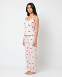 Sajiero Cotton Sleeveless PJ Set - Cherry Bliss - Pink