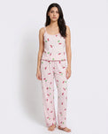 Sajiero Cotton Sleeveless PJ Set - Cherry Bliss - Pink
