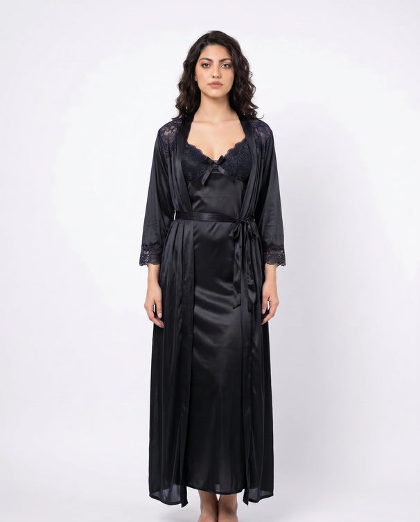 Sajiero Gown Set - Zavira - Black