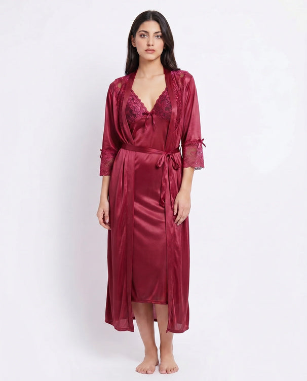 Sajiero Gown Set - Orvella - Maroon
