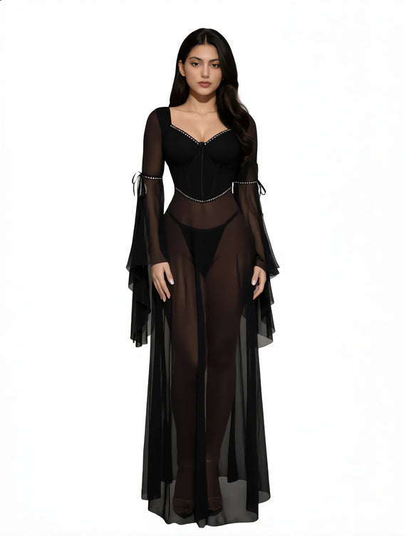 Sajiero Babydoll Lingerie  - Zafira - Black