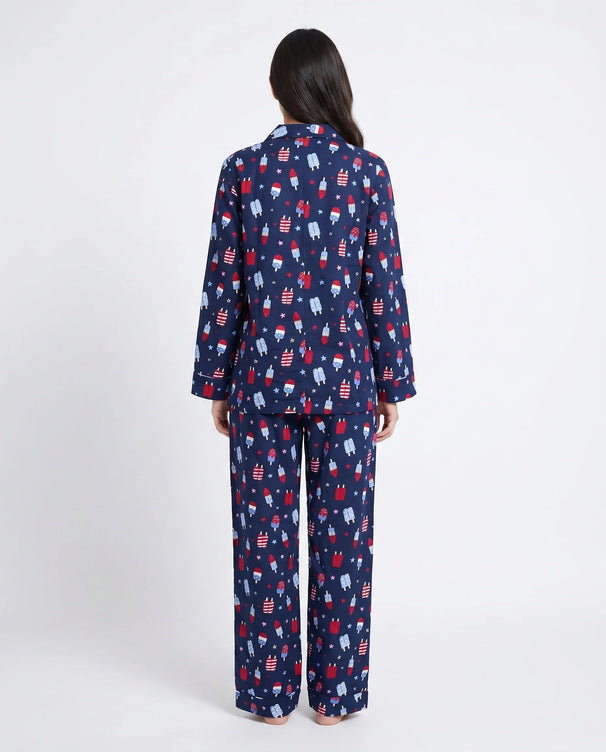 Sajiero Linen Pajama Suit - Popsicle - Blue