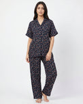 Sajiero Linen Pajama Suit - Florine - Black