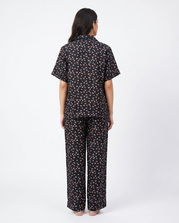 Sajiero Linen Pajama Suit - Florine - Black